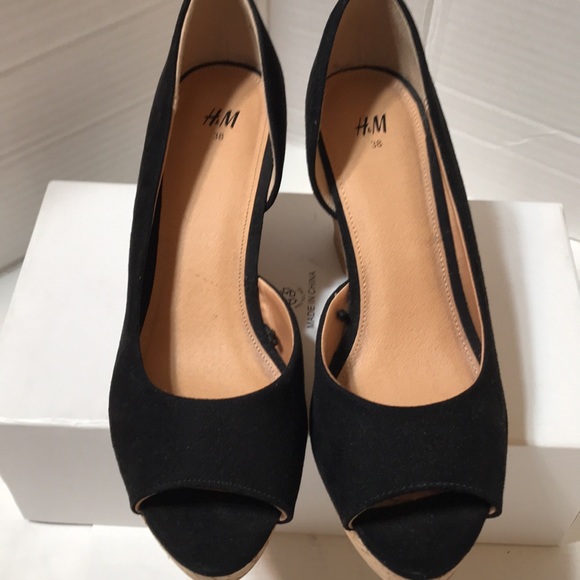 H&M suede cork heel wedge - Picture 2 of 6